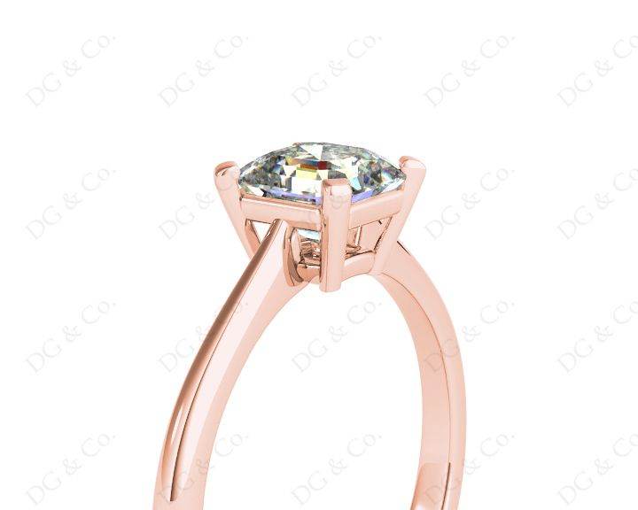 Asscher Cut Classic Four Claws Diamond Engagement Solitaire Ring in 18K Rose - DG & Co. Jewellery
