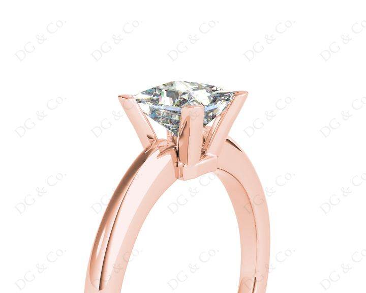 Princess Cut Classic Four Claws Diamond Solitaire Ring in 18K Rose - DG & Co. Jewellery