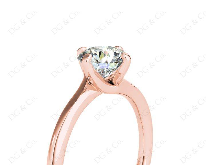 Round Cut Four Claws set Twist Diamond Ring in 18K Rose - DG & Co. Jewellery