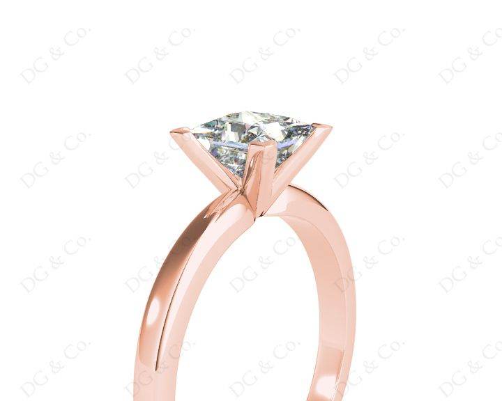 Princess Cut Diamond Engagement Ring with Claw set centre stone in 18K Rose - DG & Co. Jewellery