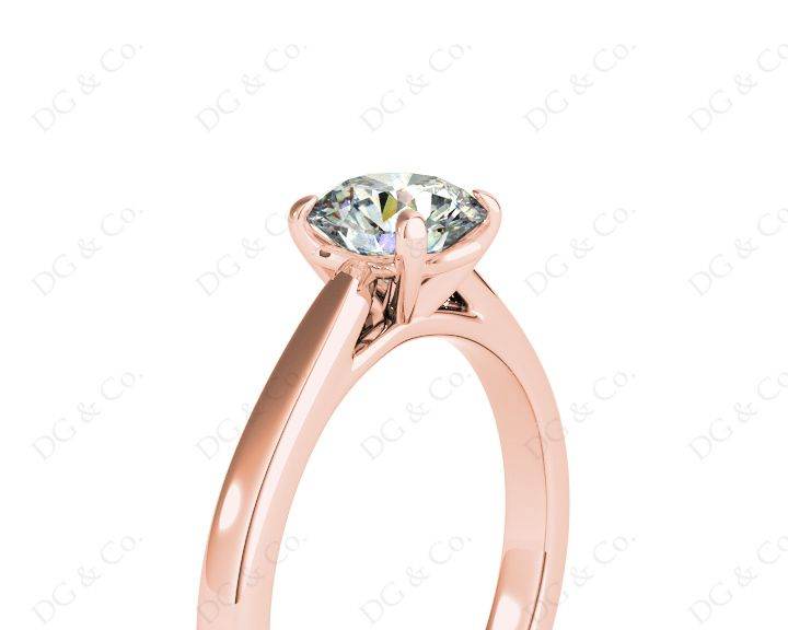 Round Brilliant Cut Solitaire Four Claws Diamond Ring in 18K Rose - DG & Co. Jewellery