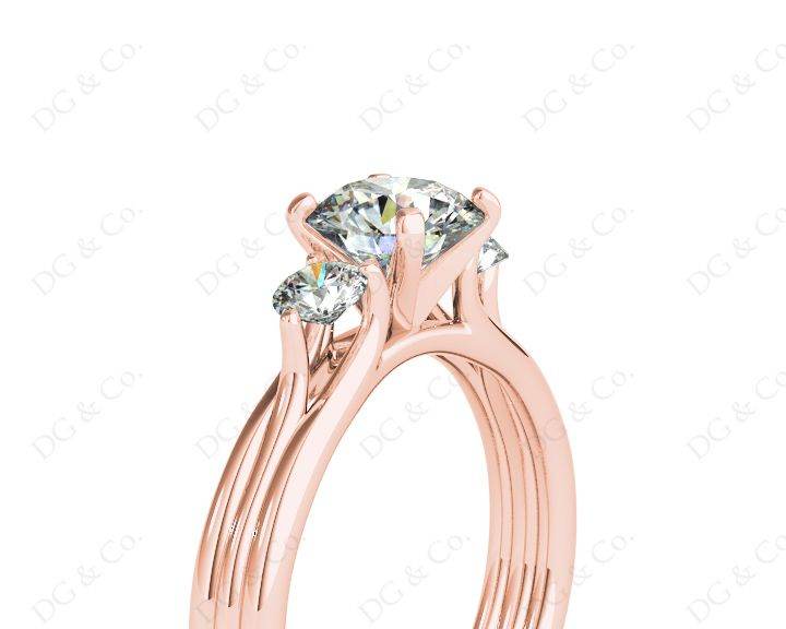 Round Cut Classic Trilogy Diamond Triple Setting Band - 18K Rose - DG & Co. Jewellery