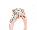 Round Cut Classic Three Stones Ring with Tapered Baguettes Diamond - 18K Rose - DG & Co. Jewellery