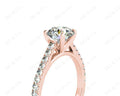 Round Cut Four Claws Diamond Ring with Pave Set Side Stones - 18K Rose - DG & Co. Jewellery