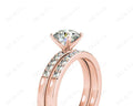 Diamond Wedding Set Rings Round Cut Diamond with Channel Share Prong Setting Side Stones in 18K Rose Gold - DG & Co. Jewellery