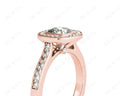 Cushion Cut Halo Ring with Bezel set centre stone with Side Stones - 18K Rose - DG & Co. Jewellery