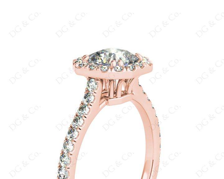 Cushion Square Cut Halo Diamond Engagement Ring with Claw Set Centre Stone - 18k Rose - DG & Co. Jewellery