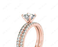 Princess cut diamond wedding set rings four claws setting With Pave Setting Side Stones - 18K Rose - DG & Co. Jewellery