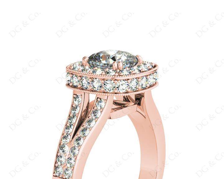 Cushion Cut Halo Ring with Milgrain claw set centre stone - 18K Rose - DG & Co. Jewellery
