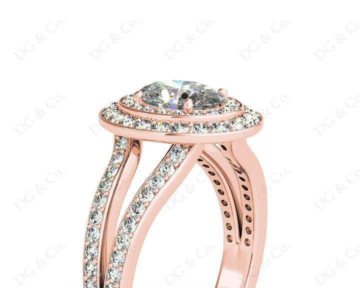 Oval Cut Double Halo Diamond Engagement ring - 18K Rose - DG & Co. Jewellery