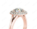 Round Cut Double Halo Plain Band Diamond Engagement ring with claw set centre stone - 18K Rose - DG & Co. Jewellery