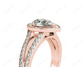 Pear Shape Halo Diamond ring with claw set centre stone - 18K Rose - DG & Co. Jewellery