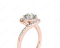 Round Cut Halo Diamond Cross Over Engagement ring with claw set centre stone in 18K Rose - DG & Co. Jewellery