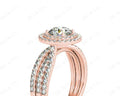 Round Cut Double Halo Diamond Engagement ring with claw set centre stone - 18K Rose - DG & Co. Jewellery