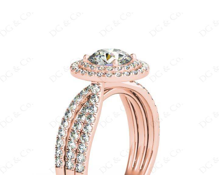 Round Cut Double Halo Diamond Engagement ring with claw set centre stone - 18K Rose - DG & Co. Jewellery