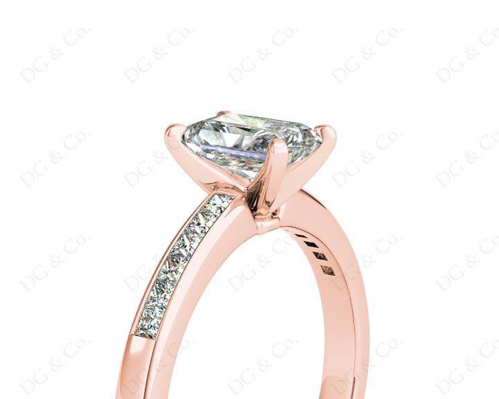 Radiant Cut Diamond Engagement ring with four claws centre stone - 18K Rose - DG & Co. Jewellery