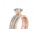 Round Cut Diamond Wedding Set Rings with Pave Setting Side Stones in 18K Rose - DG & Co. Jewellery