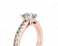 Round Cut Four Claws Set Diamond Ring with Channel Set Side Stones - 18K Rose - DG & Co. Jewellery