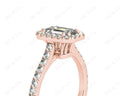 Emerald Cut Halo Diamond Engagement Ring with Four Claws Set Centre Stone - 18K Rose - DG & Co. Jewellery