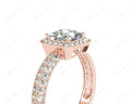 Princess Cut Halo Ring with Milgrain Claw Set Centre Stone - 18K Rose - DG & Co. Jewellery
