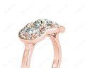 Round Cut Halo Trilogy Diamond Engagement Ring with Pave Set Side Stone In 18K Rose - DG & Co. Jewellery