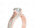 Round Cut Four Claw Set Diamond Ring with Round Cut Diamonds Down the Shoulders - 18K Rose - DG & Co. Jewellery