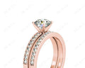 Round cut diamond wedding set rings with four claws setting in 18k Rose - DG & Co. Jewellery