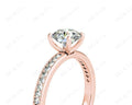 Round Cut Four Claws Diamond Engagement Ring with Pave Set Side Stones - 18K Rose - DG & Co. Jewellery