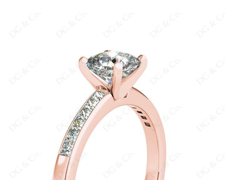 Cushion Cut Diamond Engagement ring with four claws centre stone - 18K Rose - DG & Co. Jewellery