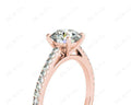 Engagement Ring Round Cut Claw Set Diamond Ring with pave set side stone in 18K Rose - DG & Co. Jewellery