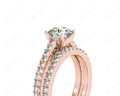 Round cut diamond wedding set rings with four claws setting - 18K Rose - DG & Co. Jewellery
