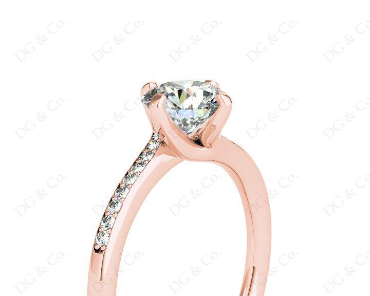 Round Cut Four Claws Prong set Twist Diamond Ring - 18K Rose - DG & Co. Jewellery