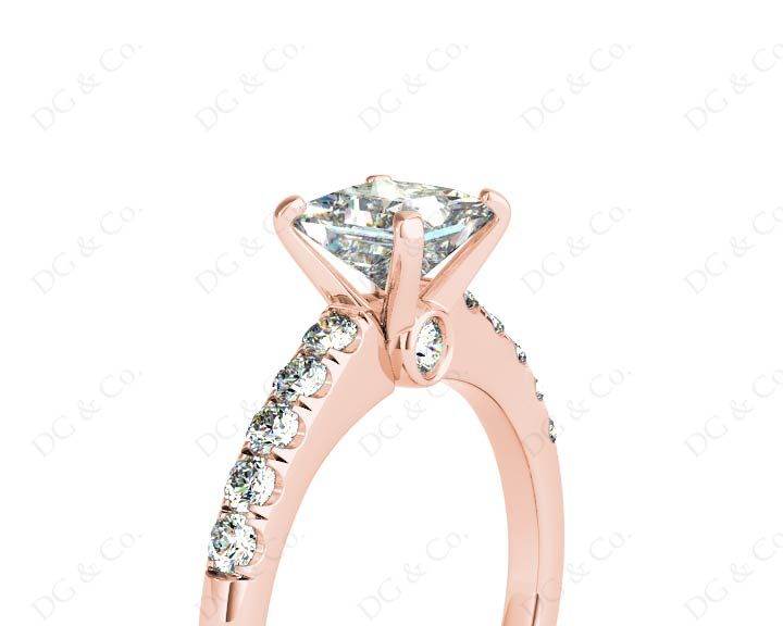 Princess Cut Diamond Engagement ring with four Prongs centre stone - 18K Rose - DG & Co. Jewellery