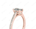 Emerald Cut Four Prongs Diamond Ring with Channel Set Side Stones - 18K Rose - DG & Co. Jewellery