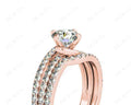 Round Cut Diamond Wedding Set Rings with Pave Setting Side Stones - 18K Rose - DG & Co. Jewellery