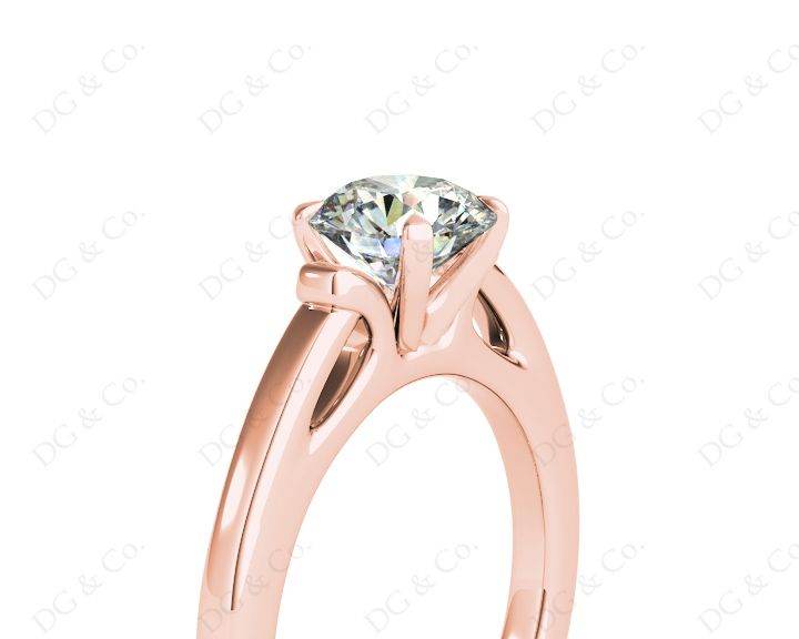 Round Cut Unique Setting Four Claws Diamond Engagement Ring Setting in 18K Rose - DG & Co. Jewellery