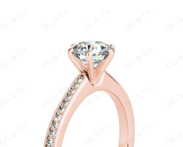 Round Cut Six Claw Set Diamond Ring with Round cut Diamonds in 18K Rose - DG & Co. Jewellery