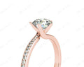 Round Cut Five Claw Twist band claw set diamond with grain set side stone in 18K Rose - DG & Co. Jewellery