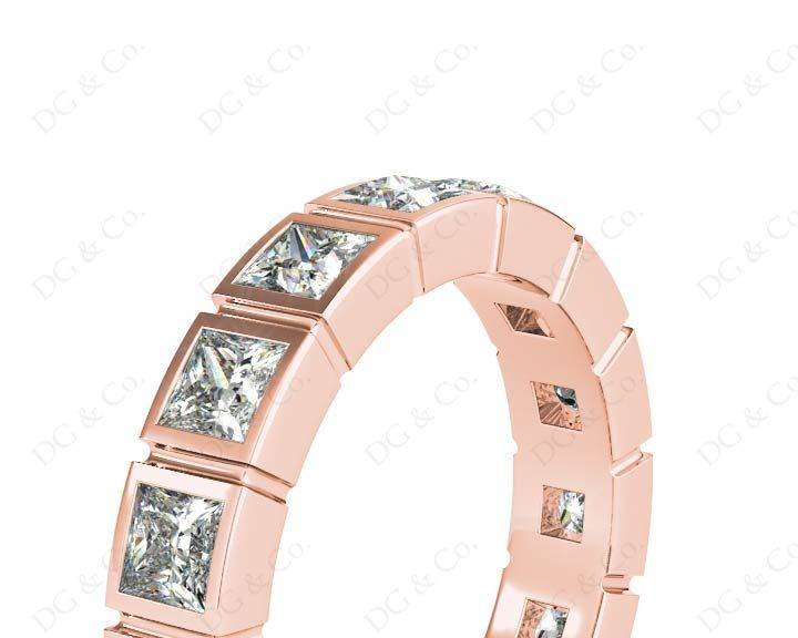 Princess Cut Bezel Set Diamond Eternity Wedding Ring - 18K Rose - DG & Co. Jewellery