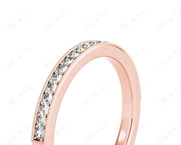 Diamond Wedding Band with Milgrain Setting Stones - 18K Rose - DG & Co. Jewellery