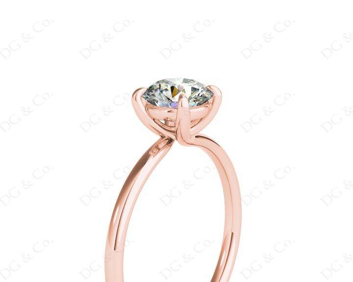 Round Cut Four Claw Set Diamond Ring with Plain Band - 18K Rose - DG & Co. Jewellery
