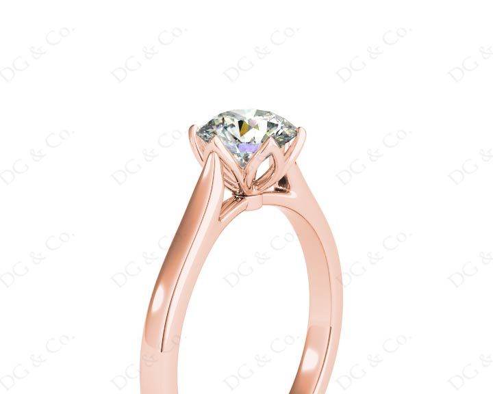 Round Cut Six Claw Set Diamond Ring with Plain Band in 18K Rose - DG & Co. Jewellery