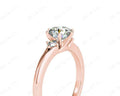 Round Cut Claw Set Trilogy Diamond Ring with Plain Band - 18K Rose - DG & Co. Jewellery