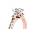 Princess Cut Trilogy Ring with Milgrain set shoulder diamond - 18K Rose - DG & Co. Jewellery