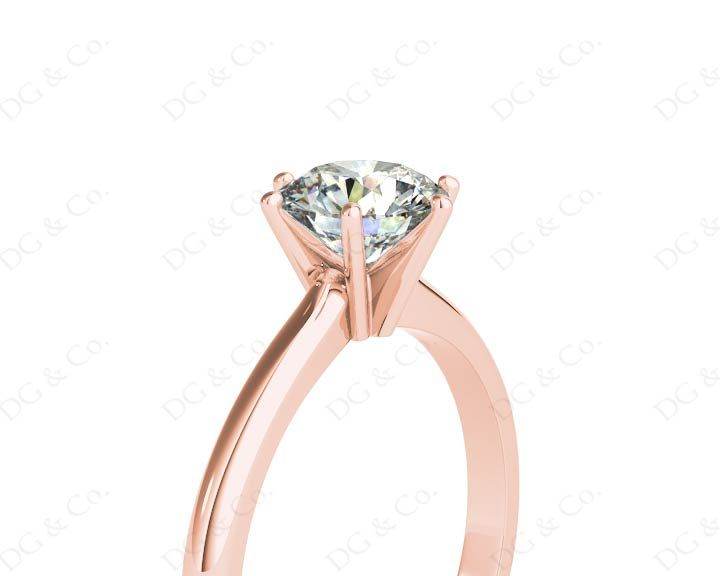 Solitaire Round Cut 6 Claw Diamond Engagement Ring With A Tapered Band In 18K Rose - DG & Co. Jewellery