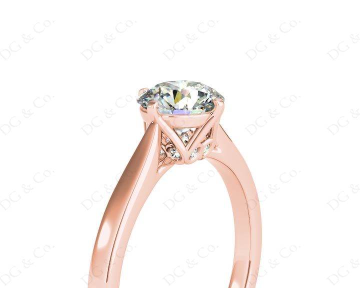 Art Deco Solitaire Round Cut Four Claw Diamond Ring - 18K Rose - DG & Co. Jewellery