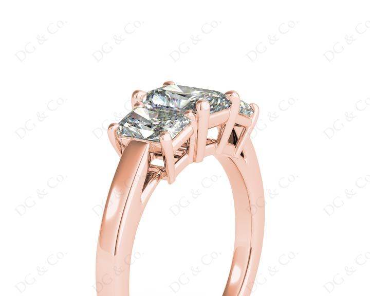 Radiant Cut four claw trilogy diamond engagement ring - 18K Rose - DG & Co. Jewellery