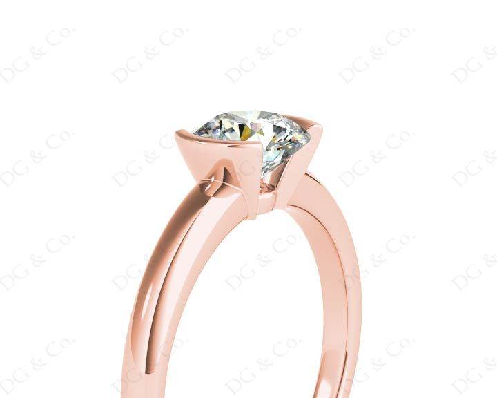 Round Cut Bezel Set Diamond Ring on a Plain Band - 18K Rose - DG & Co. Jewellery