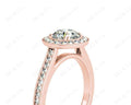 Halo Diamond Engagement Ring Round Cut with Claw Set Centre Stone Miligrain Share Prong Side Stones - 18K Rose - DG & Co. Jewellery