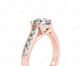 Round Cut 4 Claw Side Stone Engagement Ring with Channel Set Side Stones - 18K Rose - DG & Co. Jewellery